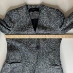 ZARA  Basic‎ Collection Textured Knit Tweed Blazer Jacket Medium Blue Office Chic Photo 8