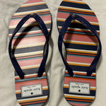 Kate Spade New York Colorful Striped Flip Flops Size 6/7 Beach Vacation Cruise Photo 0