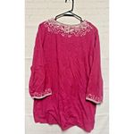Chico's cotton Women Embroidered V-Neck Tunic Top Blouse Magenta hot pink small Photo 3