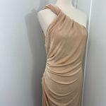 New Misha Size 12 Rose Gold Dune One Shoulder Ruched Midi Dress Photo 6