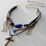 Free People Synergy Layered Necklace Grey Lapis NWT Photo 0