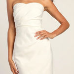 Lulus  White Strapless Ruched Mini Dress XS Bridal Party Bridal Party Graduation Photo 0