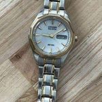 Citizen Eco-Drive Solar Ladies Watch Two Tone Bracelet White Dial Date Window Photo 4