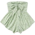 Strapless Floral Green Print Playsuit Strapless Short
Romper size XL White Photo 3
