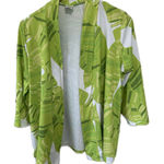 Hula Bay Hawaiian Tropical Lime Green Banana Leaves Stretch Open Cardigan M Size M Photo 0