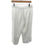 Elementz  Women's White Linen Blend Cropped Pants with Eyelet‎ Detail Size M Photo 1