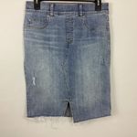 Spanx Distressed Denim Skirt Size Small Photo 2