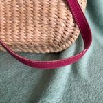 Vintage Vegetable Fiber Woven Basket Purse Top Handle Bag Pink Tan mirror Photo 10