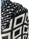 Talbots ‎ Black Blue Ivory Geometric Print Scarf 100% Viscose 72x26 Photo 1