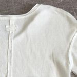 Boutique Waffle Knit White Pullover Top Womens S Exposed Seam Cotton Blend Crop Shirt Photo 7