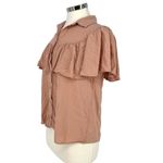 Downeast Pink Ruffled Button-Down Blouse Short Sleeve Size Medium Photo 4