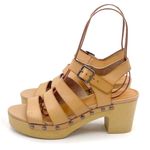 J.Crew  The Chloe Clog Platform Strappy Sandal in Saddle Tan Faux Leather Size 7 Photo 0
