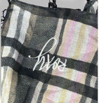 Roxy  Neutral Plaid Lightweight Scarf Black Gray Cream Fringe Classic Accessory Photo 4