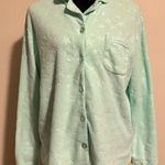 PINK - Victoria's Secret EUC Pink Blue Star Design Fuzzy Sleep Shirt Long Sleeve with Pocket size medium Photo 0