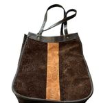 Brown Genuine Suede Embossed Leather Totebag Photo 0