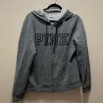 Victoria's Secret  PINK Gray Full Zup Fleece Lined Hooded Jacket Size Large Photo 2