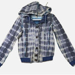 Free People We The Free Jacket Womens Small Blue Tie Dye Hoodie Button Front Photo 0