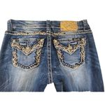 Miss Me JEANS Women's 26 Mid Rise Cropped Flap Pocket Bling Embellished Raw Hem Photo 1