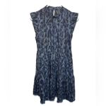Anthropologie  Jenee Tiered Tunic Dress Blue Leopard Print Sz XS Photo 1