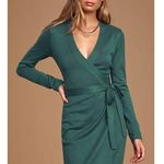 Lulu's Literary Lover Forest Green Wrap Sweater Dress XS NWT Photo 0