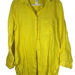 SHANI SHEMER Linen Buttoned Down Shirt One Size Cover Up Yellow Photo 0