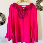 Diane Von Furstenberg 100% silk blouse fushia cover up L embroidered Excellent condition  Photo 0