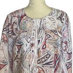 Chico's Chico’s Paisley Multi Print 100% Linen 3/4 Sleeves Jacket Women’s Size 2 (L-12) Photo 2