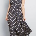 Modcloth Exchanging Introductions Navy Floral Short Sleeve Maxi Dress Small Photo 0