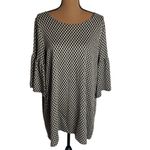 Bryn Walker Diego Diamond pattern bell sleeve tunic black and cream size M Photo 1