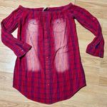 Paper Crane 🏷️🏷️ Red flannel faux distressing dress Medium Photo 0