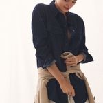 Pilcro NWT New Anthropologie  Navy Button Down Shirt Photo 3