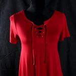 Hot Kiss NWT Red T-Shirt Dress with Corset Lace-Up Front Size Large Photo 3