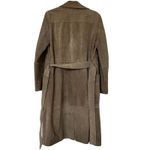 Mango MNG  Genuine Leather Suede Trench Coat Belted Taupe Double Breasted Photo 4