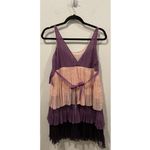 Anthropologie FREELANCE Fringe Purple Cream Mini Dress Photo 1