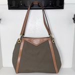 Michael Kors Olive Camel Raven Canvas Leather Shoulder Tote Purse Handbag Photo 0