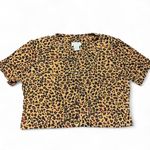White Stag y2K Slinky Cheetah Print Crop Top Button Up Bouse size L Photo 6