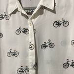 Forever 21 White Bicycle Print Button-Up Shirt Photo 2