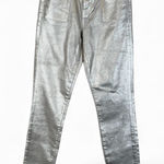 J Brand  Gold Messaline Coated Skinny Jeans Womens 26 Holiday Sparkle Denim Photo 0