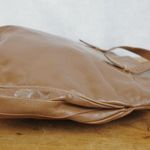 Vintage Italian Made Brown Leather Tote Style Embroidered Shoulder Bag Photo 2