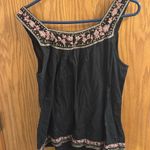 Lucky Brand women’s black tank top with embroidery on neckline size large Photo 4