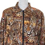 Vintage The Shell Game Animal Print Bomber Jacket Womens Size M Oversized Unisex Brown Size M Photo 2