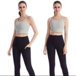 Strappy Longline Padded Crop Tank Workout Sports Bra Jasmine Green Small Photo 9
