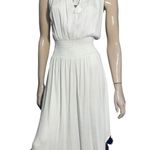 MISA Los Angeles Women’s S White Athena Rainbow Tassel Hem Split Neck Midi Dress Photo 2