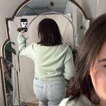 Free People V-Neck Knit Pullover Sweater Light Blue Size Small Photo 3