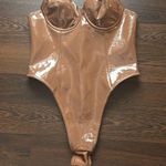 House Of CB Ottavia Patent Vinyl Bodysuit Coffee Medium Photo 0