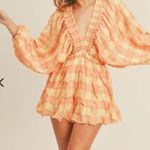 Mable Orange & Yellow Plaid Romper Photo 0