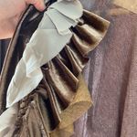 Anthropologie  Ruffle Chocolate Brown Velvet Silk Sheer Mesh Long Cardigan Medium Photo 10