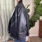 Dark navy leather blazer with a vintage vibe and gorgeous details Blue Size XXL Photo 6