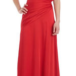 Theia Red Asymmetrical Ruched Flutter Sleeve Gown Size 8 Formal Event Black Tie Photo 0