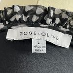 Rose + Olive Boho Peasant Tie Top Blk/White L Photo 6